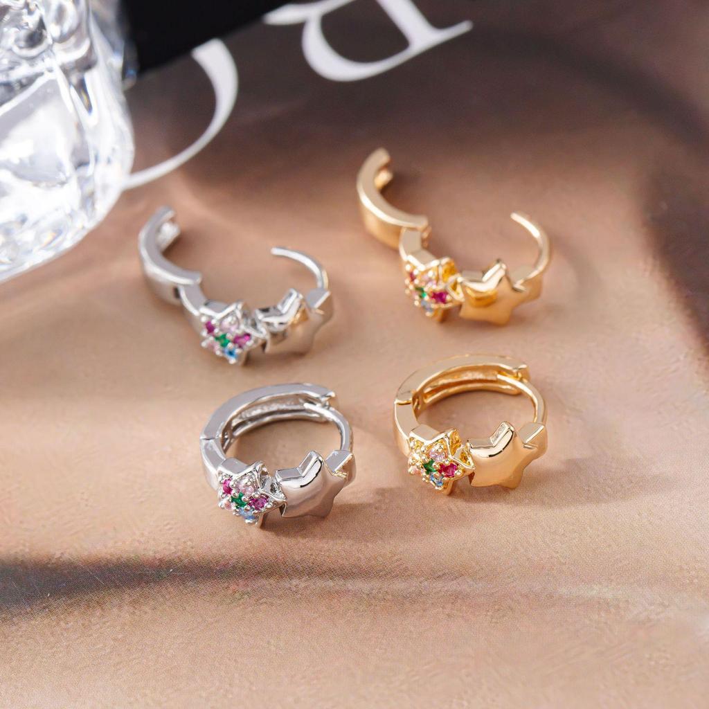 Colorful Zircon Star Earrings with Unique Design