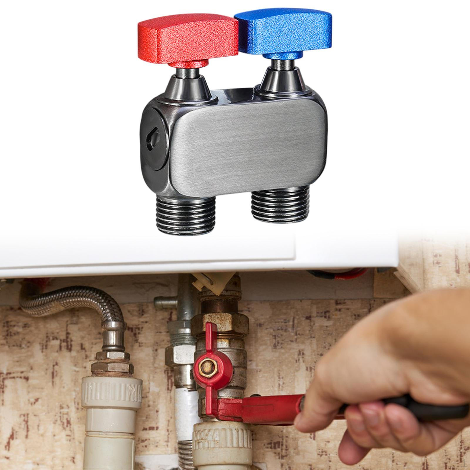 

1-в-2-вых. Двойной регулирующий клапан. Аксессуары для ванной комнаты. Многофункциональный профессиональный. Red Blue Gray