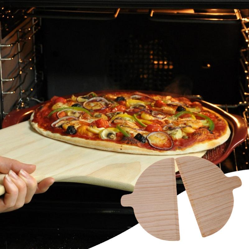 2pcs Wooden Pizza Serving Plate Wooden Pizza Peel Portable Pizza Pan Semi-Circular Pizza Board Set Multifunctional Kitchen Tool