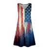 Women's Summer Casual Sun Skirt With Pocket V-Neck Independence Day Printed Loose Vest Dress