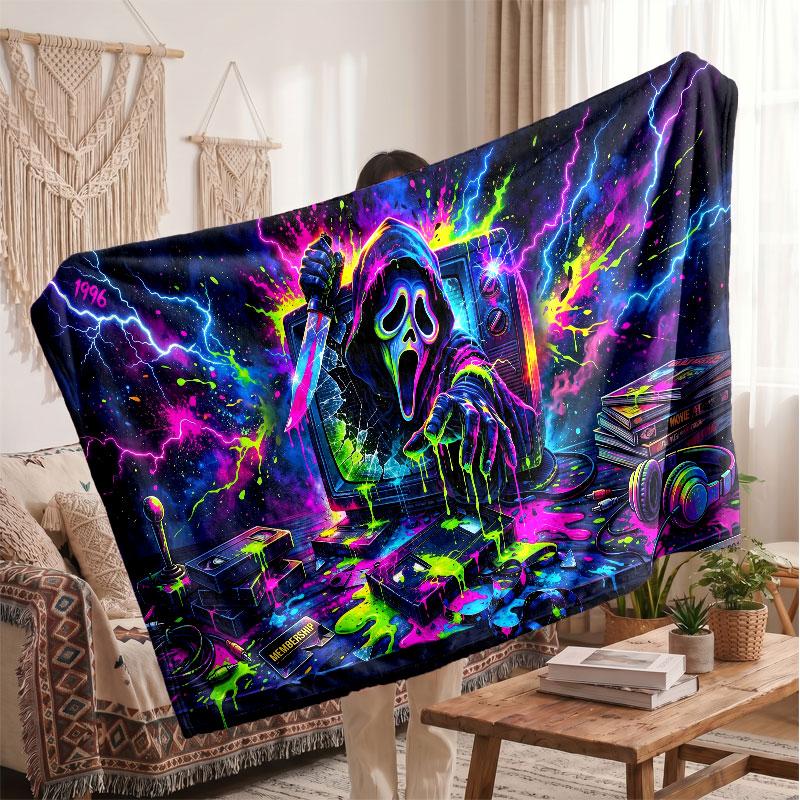 Warm Flannel BlanketScream Ghostface Soft Cozy Throw Blanket for Bedroom Couch