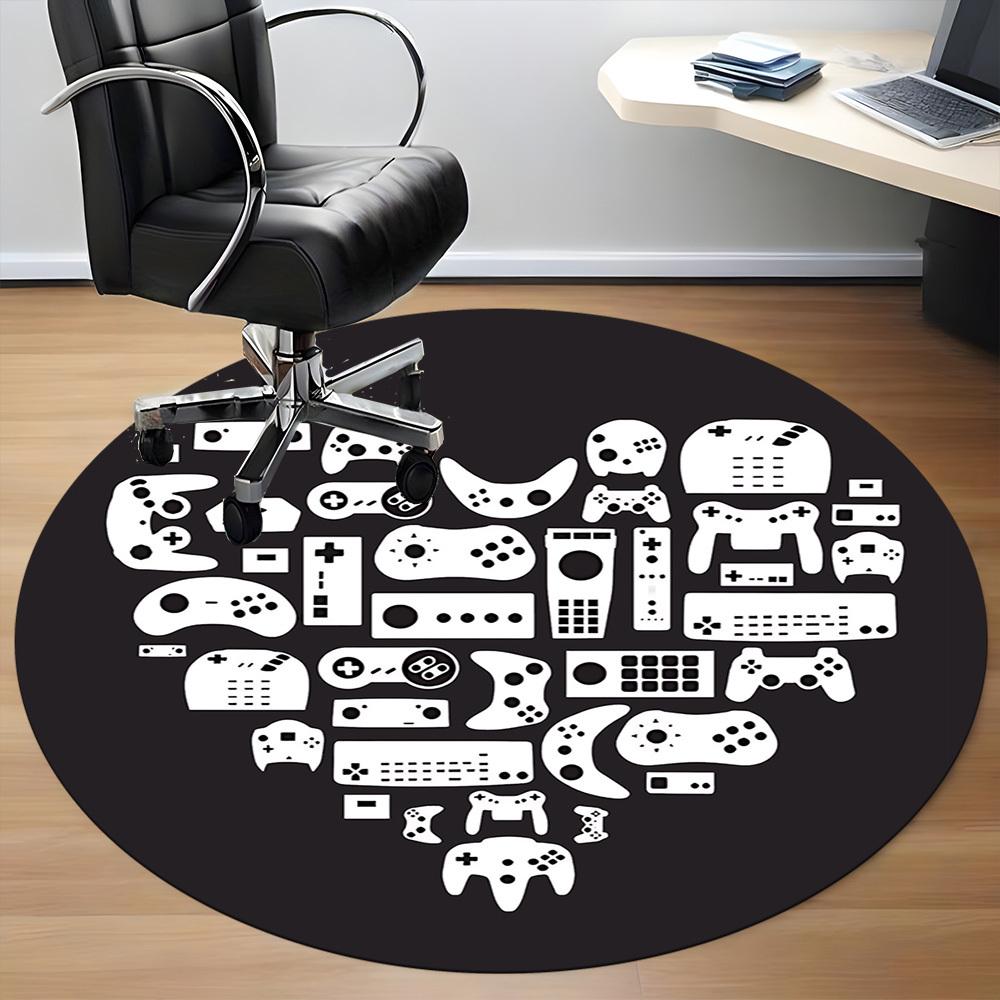 1pc Gamer Console Office Round Area Rug, Under Office Chairs Bedroom Living Room Home Decor, Room Deco