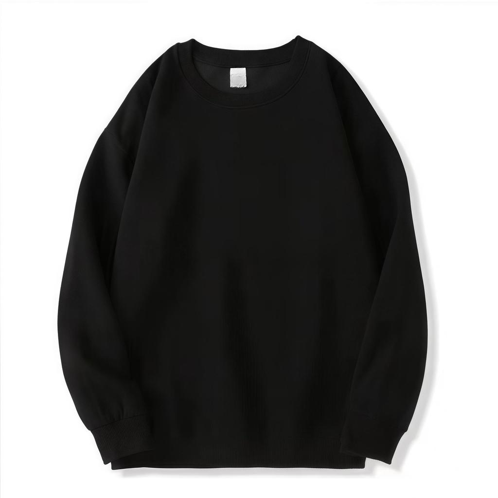 Sweatshirt Homme Poids Lourd 320g Coton Col Rond Épaules Tombantes - Couleur Unie, Coupe Ample Automne, Manches Longues