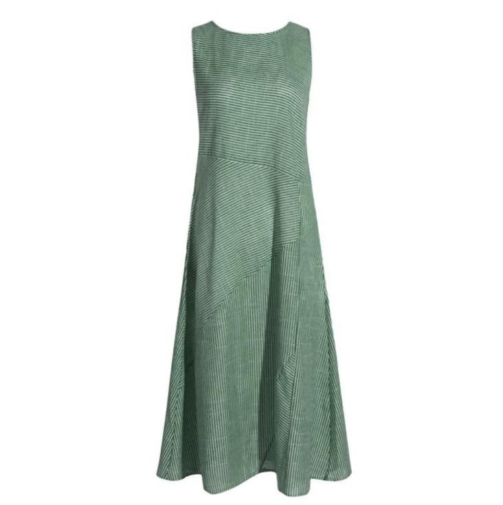 Striped Round Neck Sleeveless Plus Size Slim Dress Comfortable Breathable High Recognition Elegant Slimming Flattering Fit