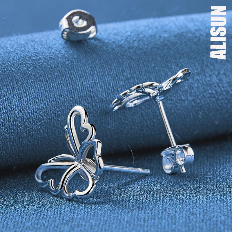 925 Sterling Silber Schmetterling Piercing Ohrringe Modischer Hochzeitsschmuck