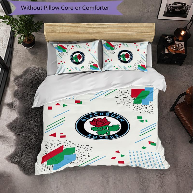 Blackburn Rovers Football 3 Piece Bedding Set Soft Duvet Cover Set with Pillowcases Printed Bedroom Decor Set for Home