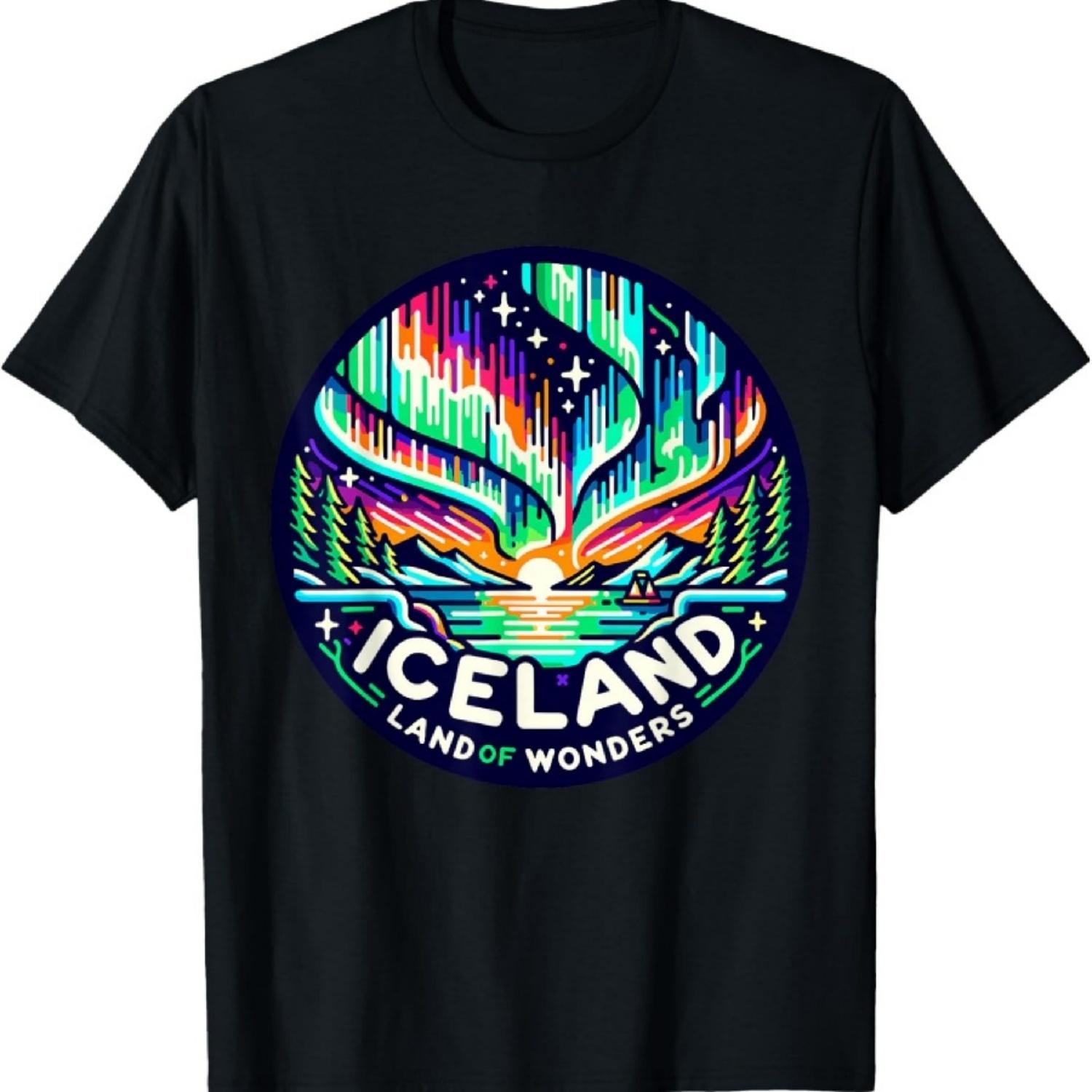 Футболка с изображением Северного сияния Исландии S