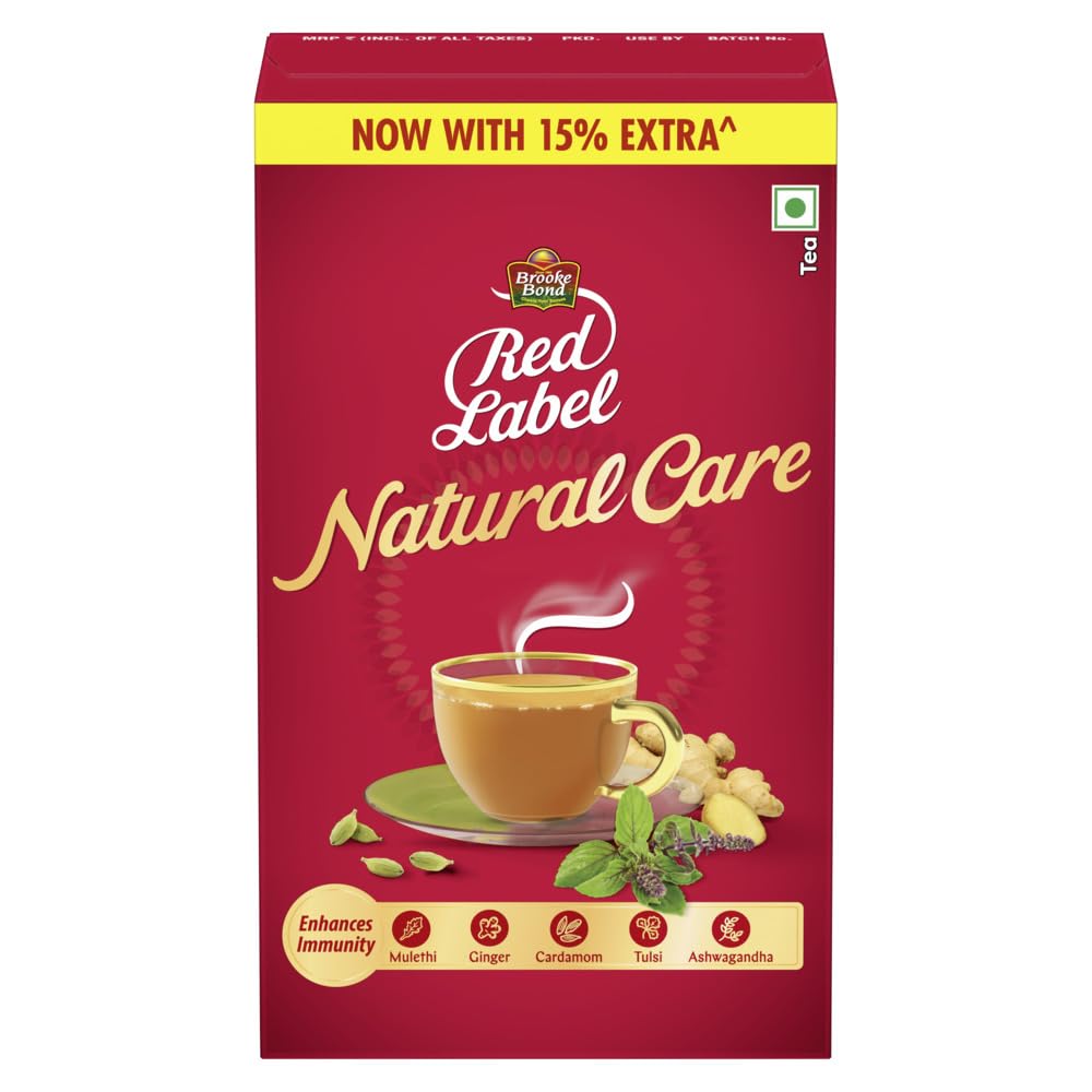 Brooke Bond Red Label Natural Care Tea 500/575 g Pack With 5 Ayurvedic Ingredients Black Tea