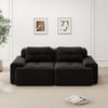 Modulares Sofas ohne Armlehnen, Modernes Wohnzimmersofa mit tiefer Sitzfläche, Bequemes Cord-Wolkensofa, Zweisitzer Kleines Sofa, Schlafsofa, Schwarz