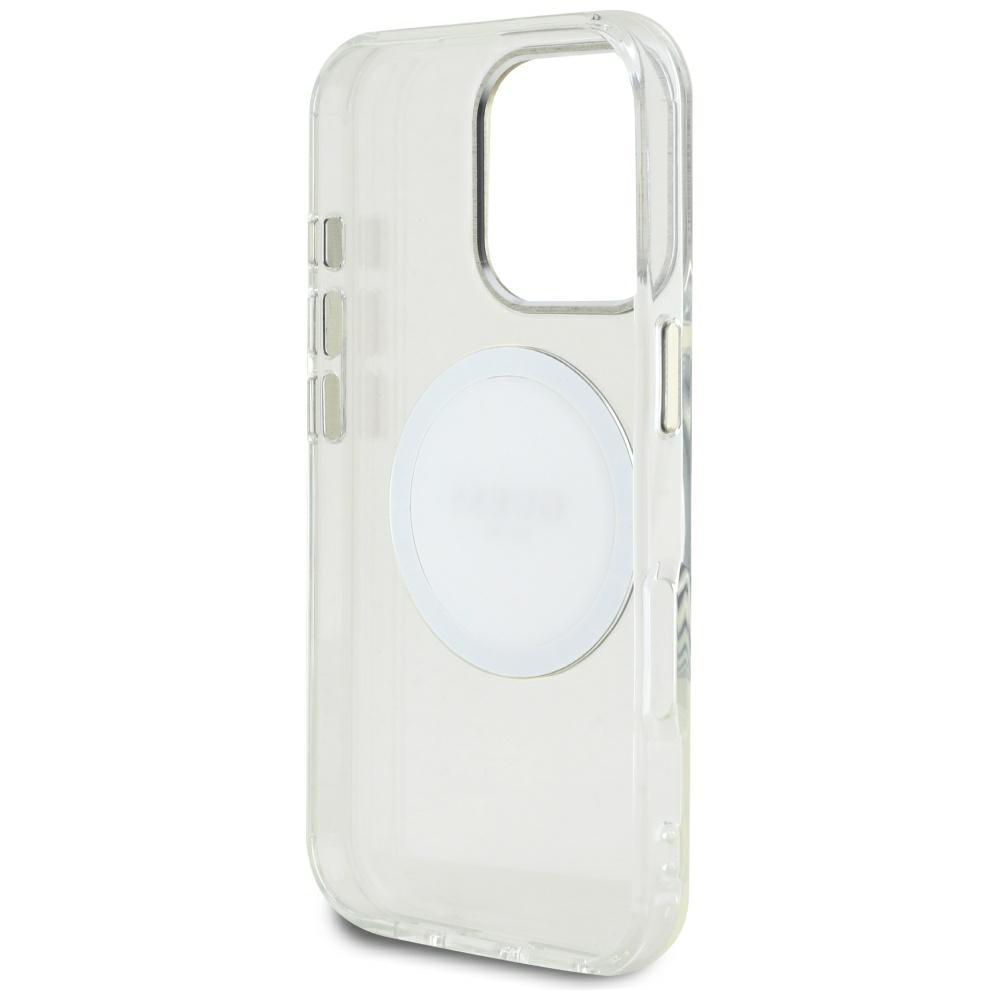 Guess IML Metal Colored Circle Classic Logo MagSafe case for iPhone 16 Pro Max white