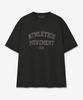 Atejeu Athletic Logo Print Oversized Short Sleeve T-Shirt [Pigment Charcoal]