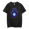 Men Women Hamsa Hand TShirt with Blue Eye of Protection Design Tee Unique Creative Graphic Print Cotton Casual Unisex Tops Gift