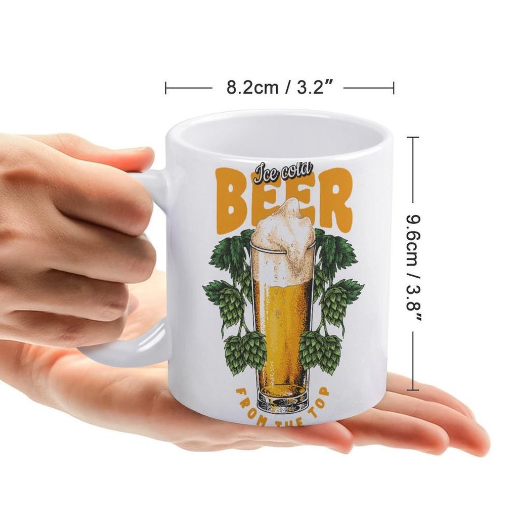 1pc 11oz Double-Sided Printed Mug for Beer Enthusiasts, Smooth Ceramic Cup, Fun and Practical Gift for Friends