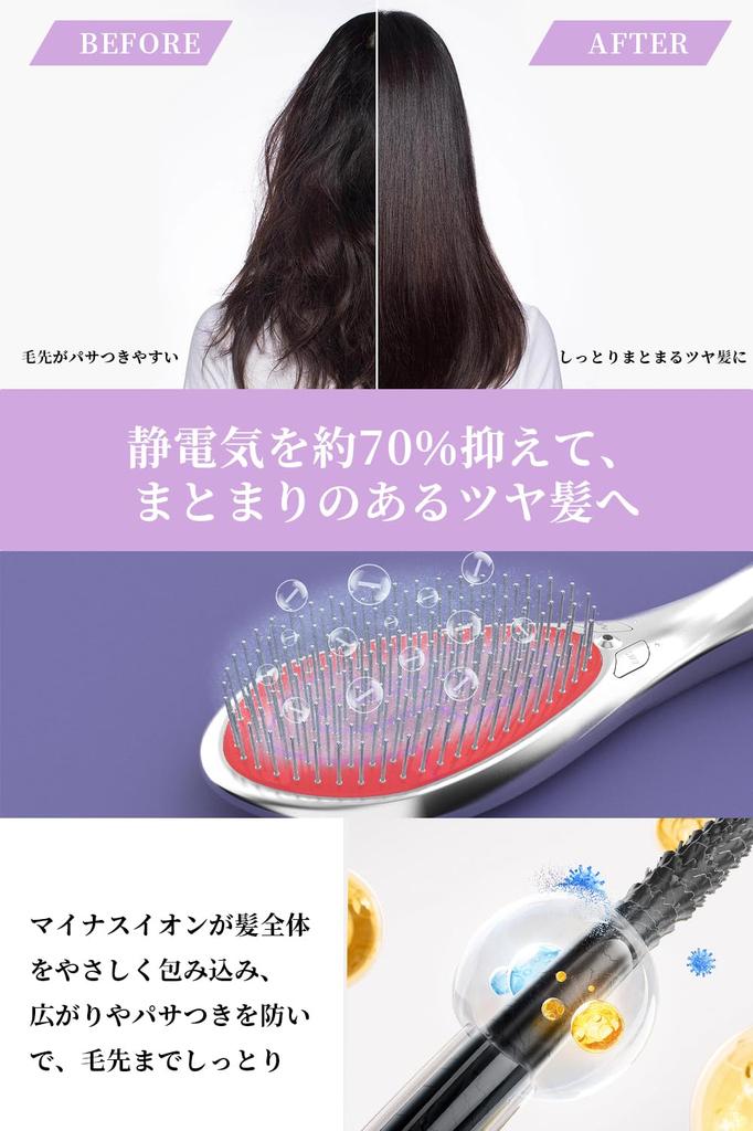 EMS Hair Electric Brush with Red and Blue LED Ion for Smooth Cushion IPX6 Gift for Birthday Gift Brush, Lights, Care, Hair, Brush, Comb, Waterproof,