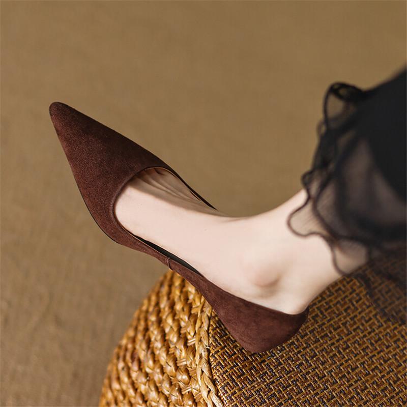 Fashion 2025 Spring Sheep Suede Women Shoes Female Stiletto Heels Shallow Pumps French Elegant Summer Shoes for Women Zapatos Para Mujer