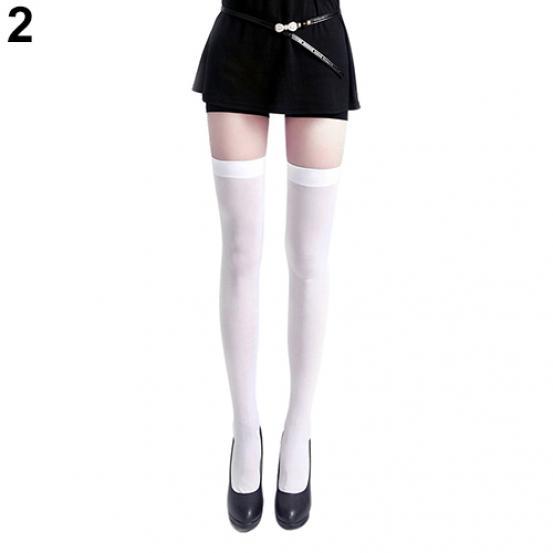 

Женские сексуальные однотонные непрозрачные сексуальные чулки выше колена белый