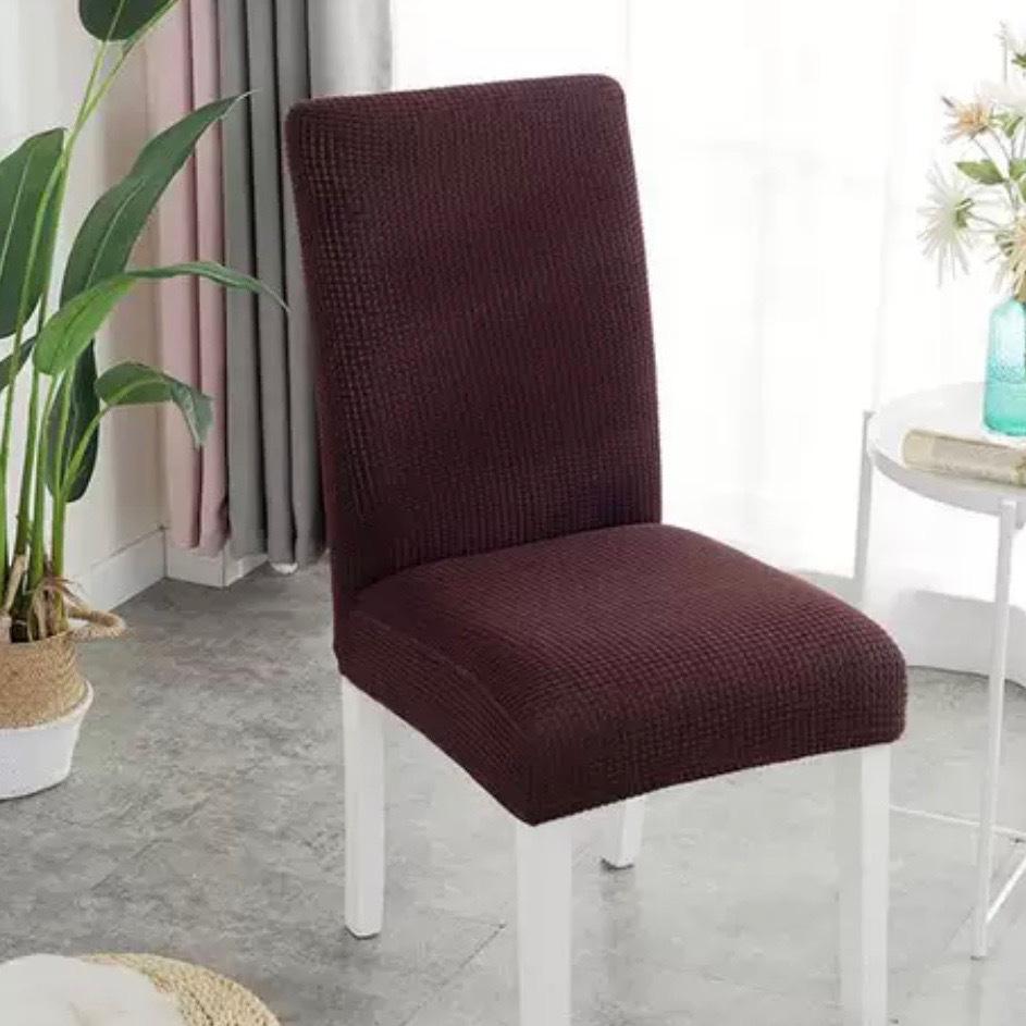 Unifarbener Hochlehner-Fleece-Stuhlbezug - Rutschfest, Staubdicht, Öl- und Fleckenabweisend, Esszimmerbankett-Überzug