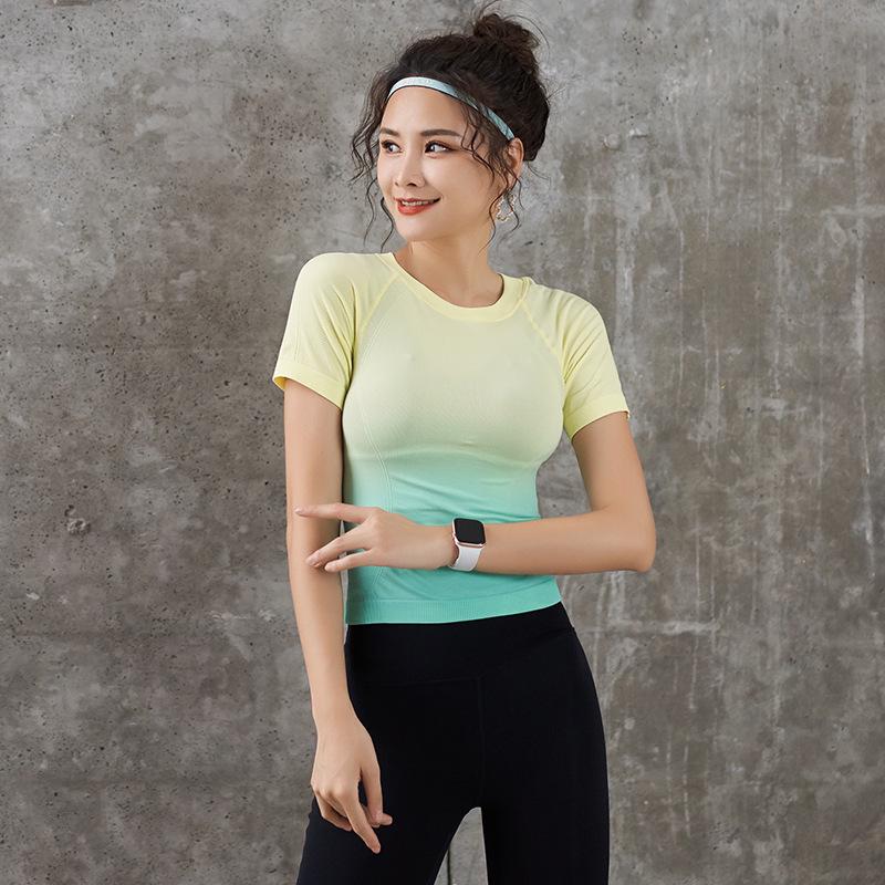 Women's Gradient Quick-Dry Yoga & Running Short-Sleeve Slimming Top