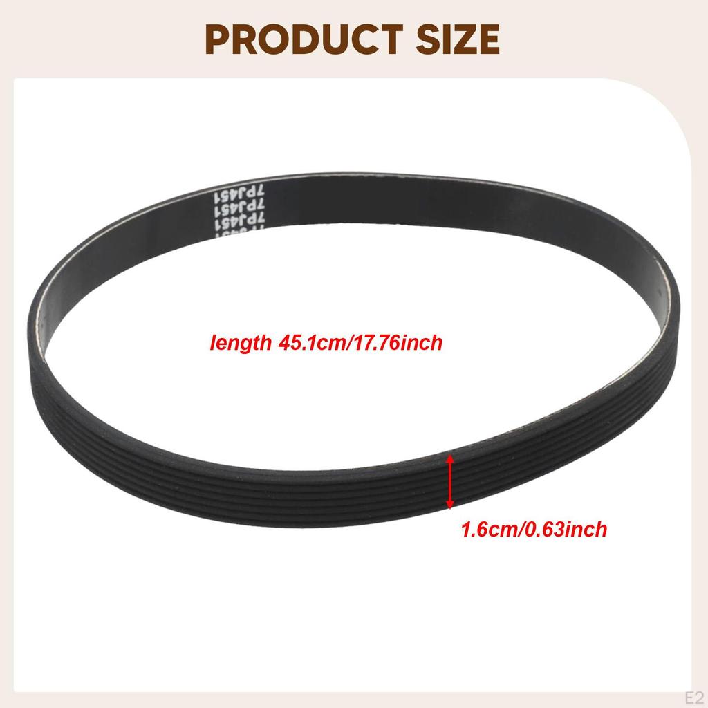 Lawn Mower Drive Belt 7PJ451 Repair Part Rubber 451mm Outer Circumference High Performance Easy