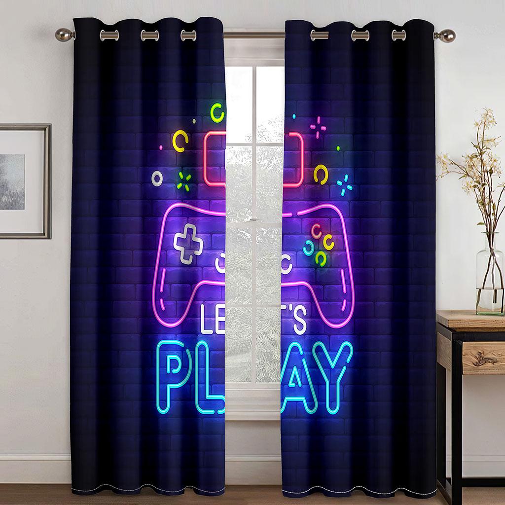 

Lightening Game Cool Gamepad Switch Boy Window Curtains Blinds For Living Room Kids Bedroom Bathroom Cuicten Door Home Decor2Pcs W65X60H(cm)X2Pcs&Hook