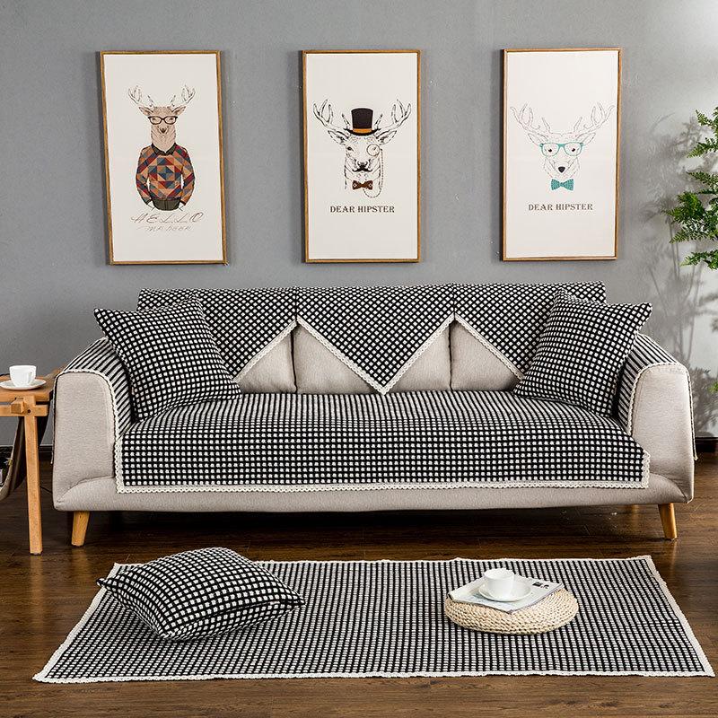 

Хлопок, лен, льняной коврик для дивана, тканевый коврик для сиденья, зимний коврик из грубой ткани, набор ковриков для дивана Four Seasons 70*50