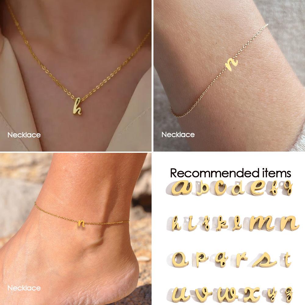 CARLIDANA Stainless Steel Gold PVD Plated DIY Lower Case 7mm Letter Alphabet Initial Charm Pendant Accessories Jewelry Fitting