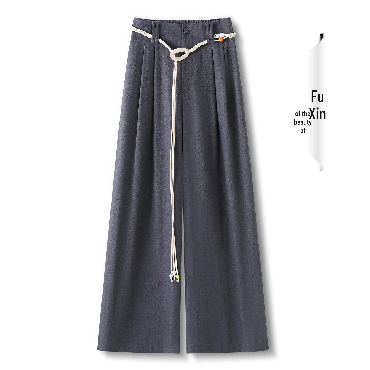

Women s Cream White High-Waisted Wide-Leg Trousers - 2026 Spring/Autumn Loose Draping Old Money Style 28/L for 106-115 kg