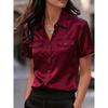 Elegant Satin Short Sleeve Shirt With Chest Pockets