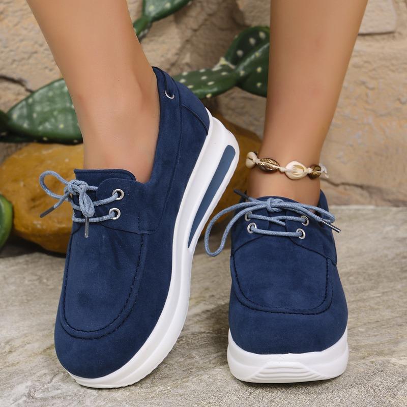 Women’s Slip-On Round-Toe Lace-Up Loafers Flat Casual Shoes