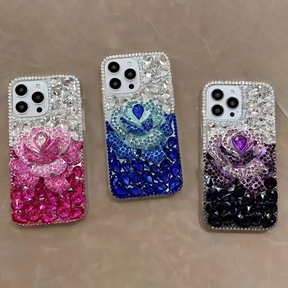 Glitzer Strass Rose Blume Handyhülle Für Google Pixel 10 9 Pro XL 9A 8 8A 7 7A 6 6A Bling Kristall Diamant Abdeckung