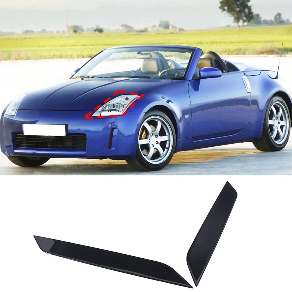 Glossy Piano Black Headlight Eyebrow Eyelid Cover For Nissan 350Z Z33 2003-2006