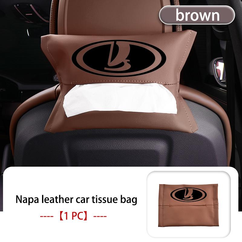 Car Logo Tissue Box Leather Paper Storage Bag Organizer Interior Accessories For Lada Xray Granta Largus Kalina Largus Priora WW34
