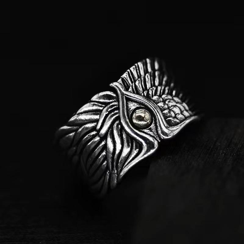 Ring Men's Trendy Angel Wings Angel Devil Ring Women's Ins Trendy Index Finger Ring Jewelry
