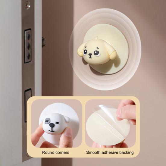 Cartoon Dog Door Handle Stopper, Self-Adhesive Door Knob Stop Wall Protector, Quiet Shock Absorbent Wall Bumper Anti-collision Pad