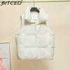 BITCED Autumn/Winter Puffer Jacket with Stand Collar and Zip Fastening Cotton-Filled Waistcoat, Vest, Jacket, or Light Outerwear