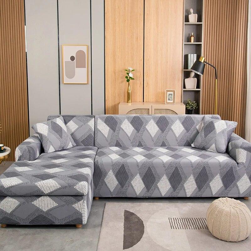 Spandex Modern Polyester Corner Sofa Couch Slipcovers Printed Elastic Sofa Cover Chair Protector L Shape Need 2 Pieces