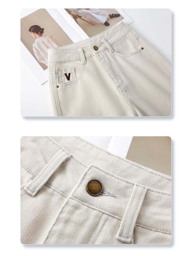 Women's Yellow High Waist Retro Loose Straight Leg Jeans - Spring 2025 Collection