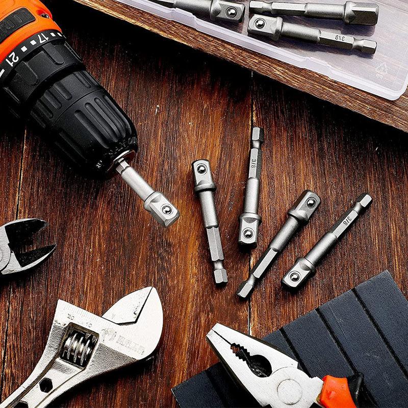 Adaptor Hexagonal 1/4 la Pătrat pentru Mașină de Găurit cu Impact, Cheie, Mașină de Înșurubat, Convertor Pătrat, Bit, Articulație de Conversie, Tijă de Extensie