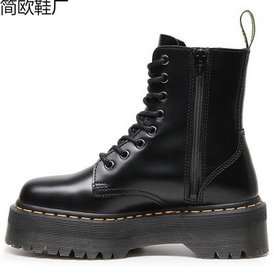 Lokomotivstiefel mit dicker Sohle, Damen-Kurzstiefel mit seitlichem Reißverschluss, Muffin-Sohle