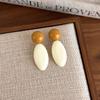 Trendy Temperament Geometric Contrasting Color Resin Drop Earrings for Women Winter Autumn Retro Stud Earrings Jewelry Accessory