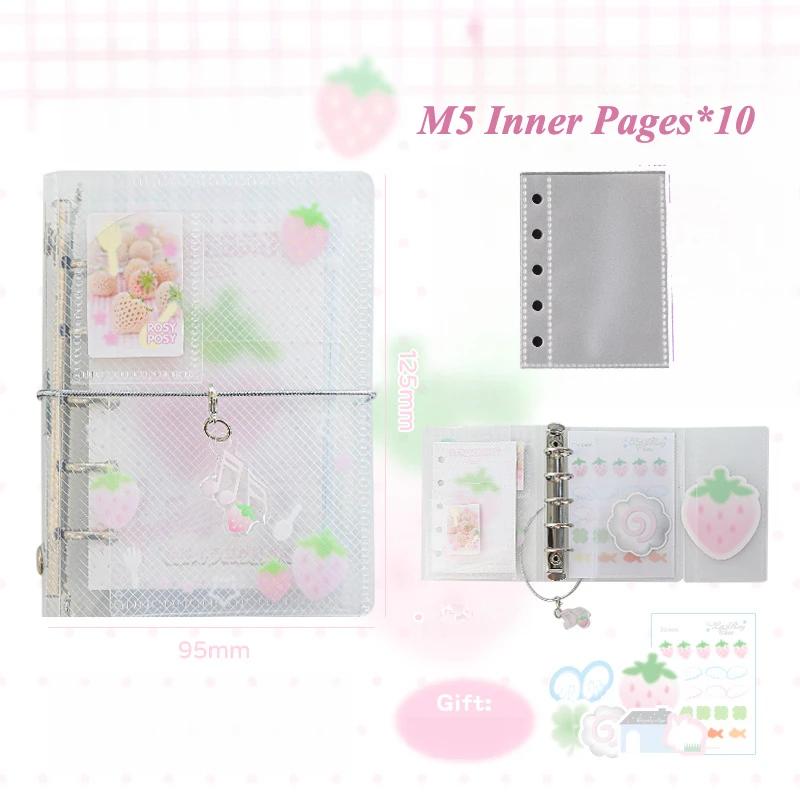 Cute Strawberry M5 Photocard Album Lucky Clover Collection Book for Kpop Idol Photocard Sleeves Album with 10PCS Organizer Book
