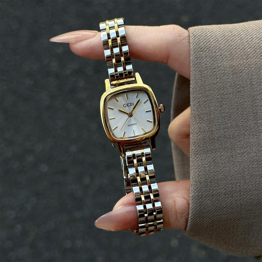 Retro Women Watch Stainless Steel Bracelet Quartz Wristwatch Minimalist Elegant Ladies Dress Clock Waterproof Gift Reloj Mujer