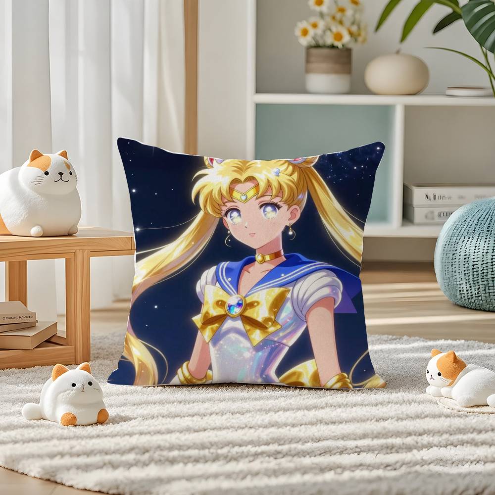 Sailor Moon Sailor Jupiter Anime Plush Pillow Cover Soft Short Plush Cushion Cover For Sofa Bedroom Home Decor Gift Decoration