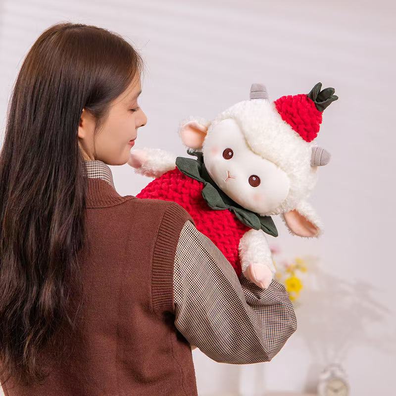 20/33cm 16cm/23cm Strawberry Sheep Doll Simulation Stuffed Plush Toy Handmade Doll Cartoon Anime Cute Pillow Fun Children's Birthday Gift