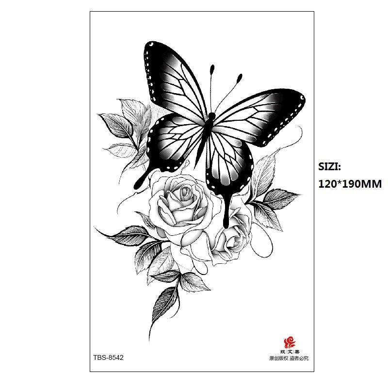 Black Butterfly Owl Sunflower Set Water Transfer Simulation Temporary Tattoo Sticker