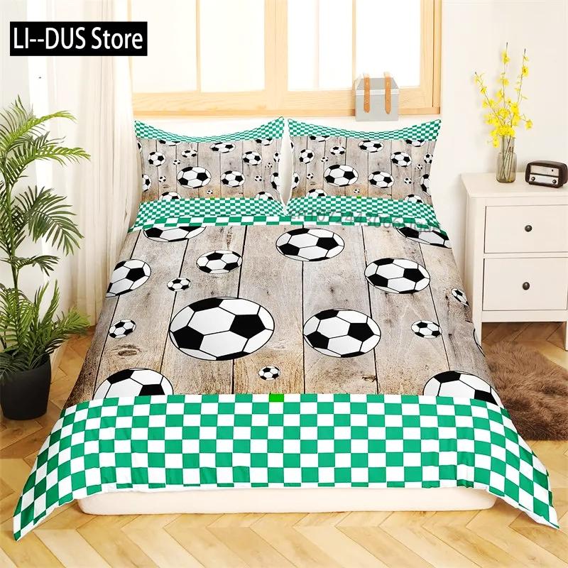 Football Duvet Cover Sports Theme Ball Games Bedding Set Kids Basketball Hockey Comforter Cover Twin for Boys Girls Room Decor