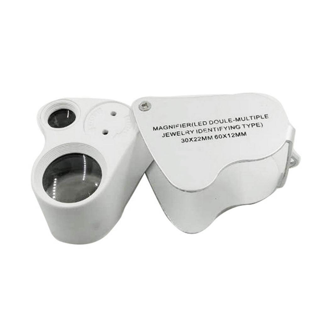 30 X 60 Magnifying Glass Jeweler's Magnifier Folding Magnifier with LED Light for Diamonds Gemstone Jewellery Stamps