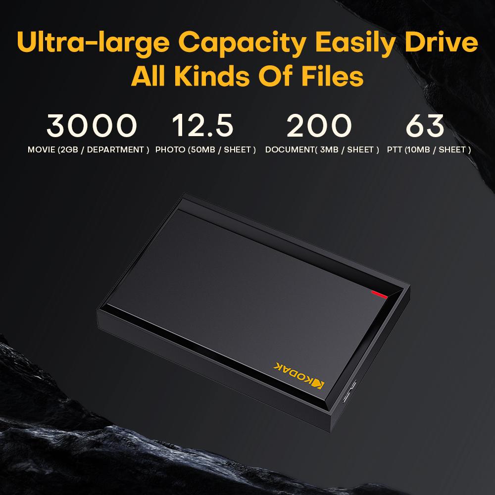 Kodak P190 Portable External Hard Drive HDD 500GB 1TB 2TB USB 3.0 Mechanical Mobile Disk for PC Laptop Gaming Storage