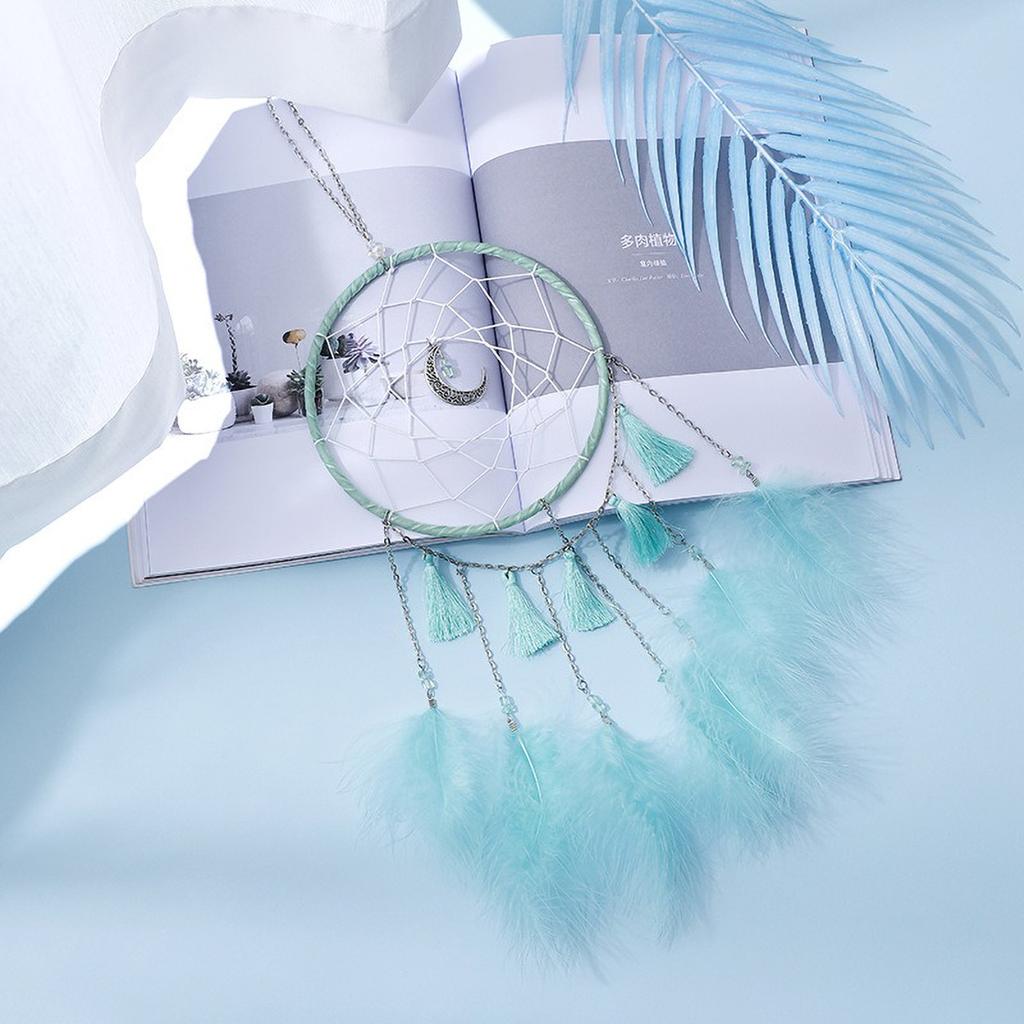 Elegant Feather Wind Chime with Dream Catcher Net, LED Pendants - Creative Handmade Gift for Her"