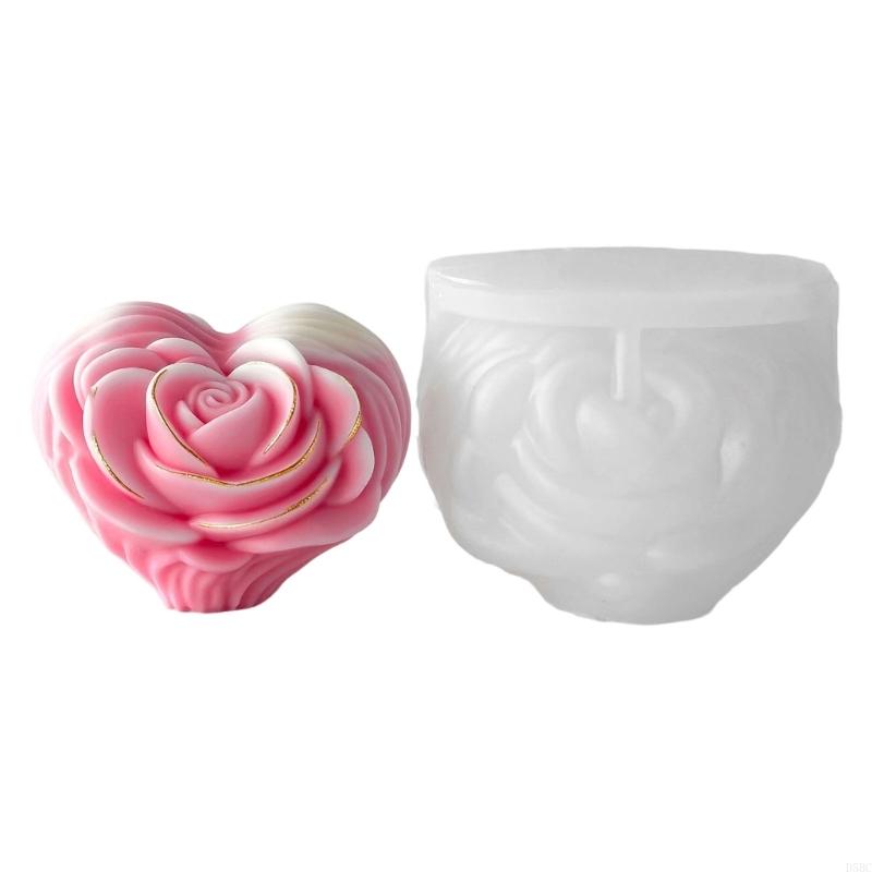 Rose Flower Heart Shaped Silicone Mould for Epoxy Resin Making Soap